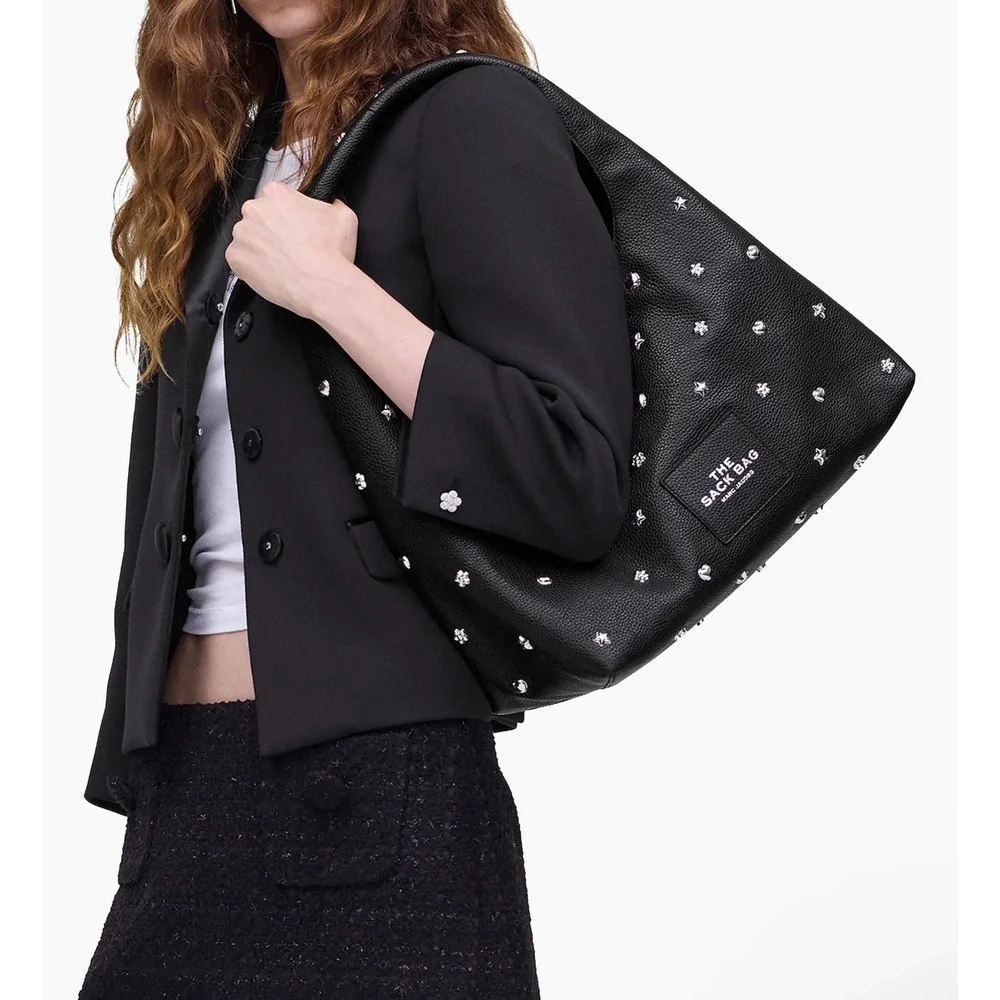 Marc Jacobs The Sack Bag Studded Leather Hobo Removable Zip Pouch NWT $695 - Picture 15 of 16